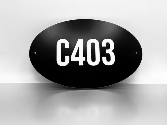 Oval Metal Address or Office Plaque with Vinyl Characters