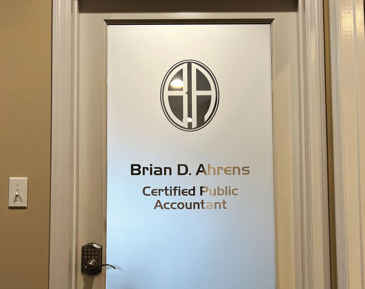 Custom Business Sign on Privacy Film