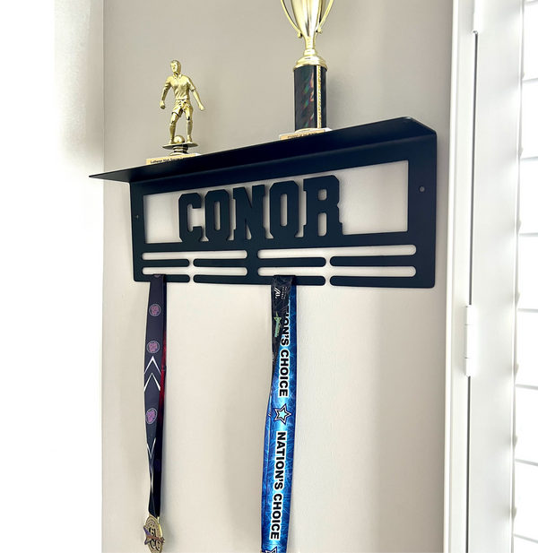 Custom Name Medal Hanger and Trophy Shelf