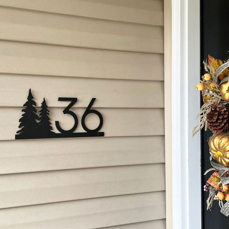 Nature Themed Metal House Number Sign