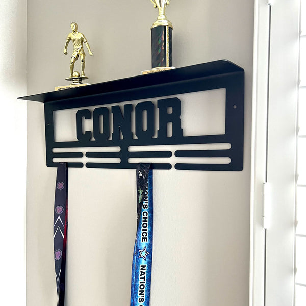 Custom Name Medal Hanger and Trophy Shelf